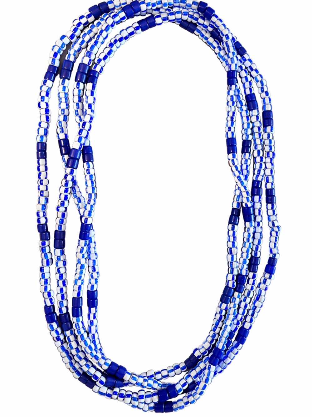 Source Unknown Blue & White Multi-Strand Seed Bead Necklace